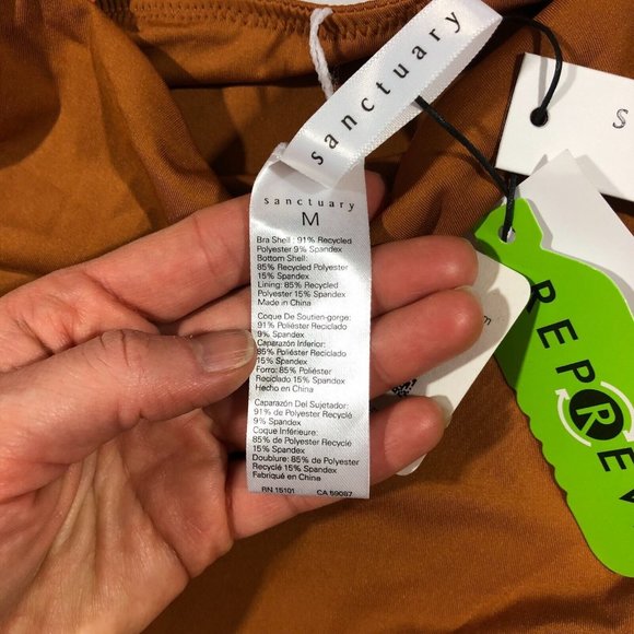 NEW Sanctuary Women Medium Color Block One Piece Swimsuit Pink Brown Orange $119 - Picture 9 of 11